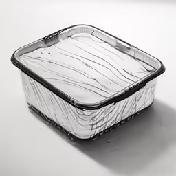 a small clear container that has a design on it