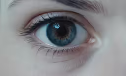 close up photo of blue eyes with white background