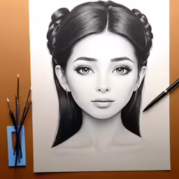 the illustration shows the face of a young asian girl