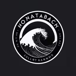 a logo for an adventure center called monataback,a black and white photo with the words monataback