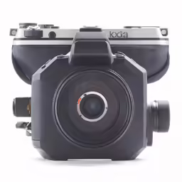 an old fashioned camera with a lens attached