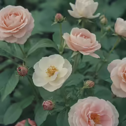 a bunch of roses growing out of the ground