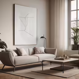the large couches are next to each other near the windows