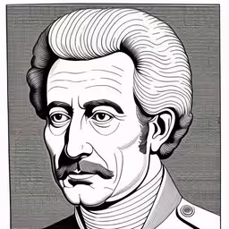 portrait of person, by person, from a portrait of politician,a black and white drawing of an older man with a mustache,a drawing of a man wearing a suit and tie,a drawing of a man with a mustache,a portrait of abraham garfield is depicted in this black and white photograph