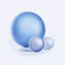 a blue and two silver balls are next to each other