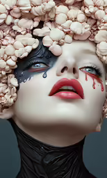 an artistic photo is shown with makeup and blood