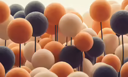 several different colored balls in a group