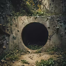 an empty concrete tunnel is shown in a picture