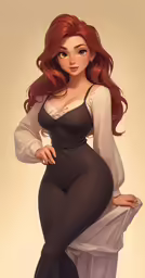 a woman with long hair wearing lingerie and stockings