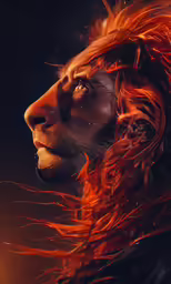 an image of a man with red hair blowing in the wind