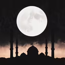 the moon is above a black and white image