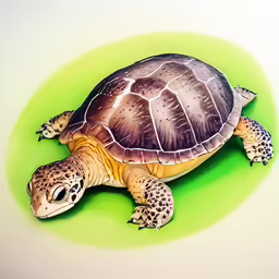 a drawing of a turtle on top of a green circle