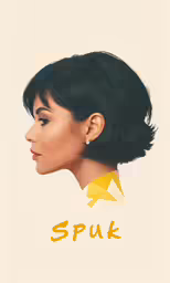 a woman with black hair wearing a yellow collar