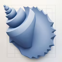 a paper sculpture made with blue colored shapes