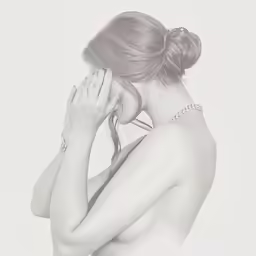 the woman in the photo has her hands on her face