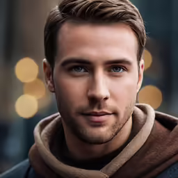 a man with a cowgirl collar and blue eyes