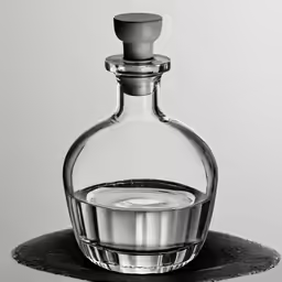 a glass bottle with a lit candle in it