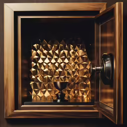 a wooden frame holding a candle holder in a wood box