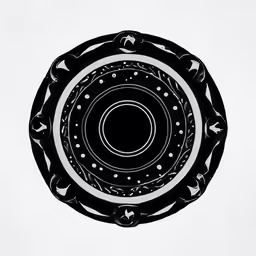 the black circle has birds all over it