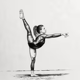 a black and white drawing of a woman doing yoga
