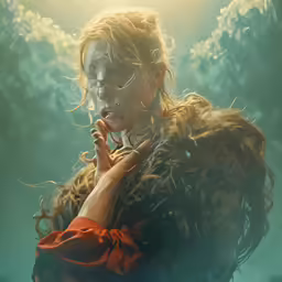 the beautiful woman in the underwater looks like she has painted face paint on