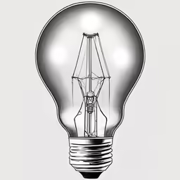 a drawing of a lightbulb with one dimmer on