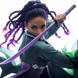this is an image of woman holding a sword
