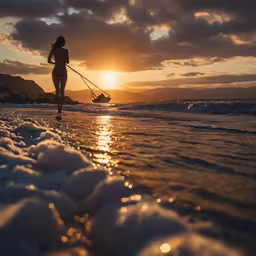 a person with a paddle and some kind of boat in the water