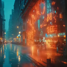 an image of a cityscape on a rainy night