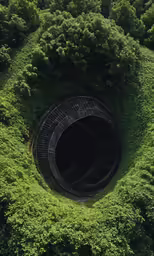 there is an animal inside a hole in the grass