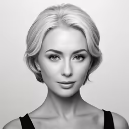 the beautiful blond lady with her hair short and sleek