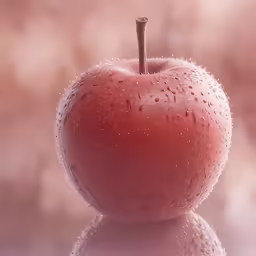 an apple with the reflection of the background