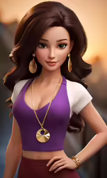 a animation character with long hair wearing purple clothes
