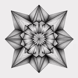 a star made up of many shapes,an intricate looking pattern that appears to be in black and white