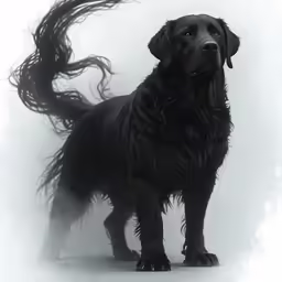 the dog is looking at something on the side of the picture