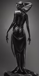 an image of the statue of a woman in black and white