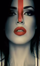 a young lady with painted face and black hair