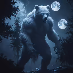 there is a big white bear standing in the woods