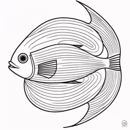 a drawing of a large fish on a white background