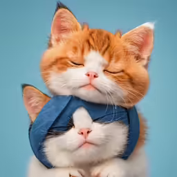 a kitten with his head on another cat
