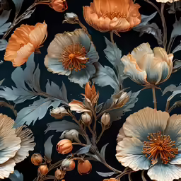an elaborate flowered pattern on blue and grey background