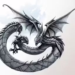 an artistic rendering of a dragon statue
