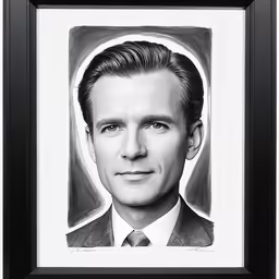 a man with a suit and tie in a frame