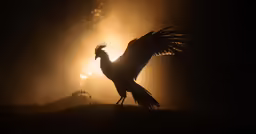 the silhouette of a rooster is seen at night