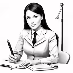 an illustration of a business woman at her desk