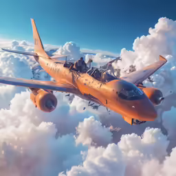 the large passenger jet is in mid air