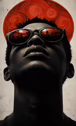 a man wearing sunglasses and a red hair