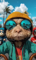 a man with goggles and a hat on