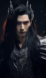 the male character from dark fantasy movies,the female in the armor is holding two swords