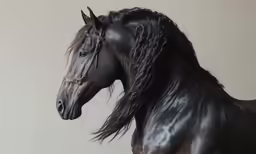 the black horse is photographed in this digital painting